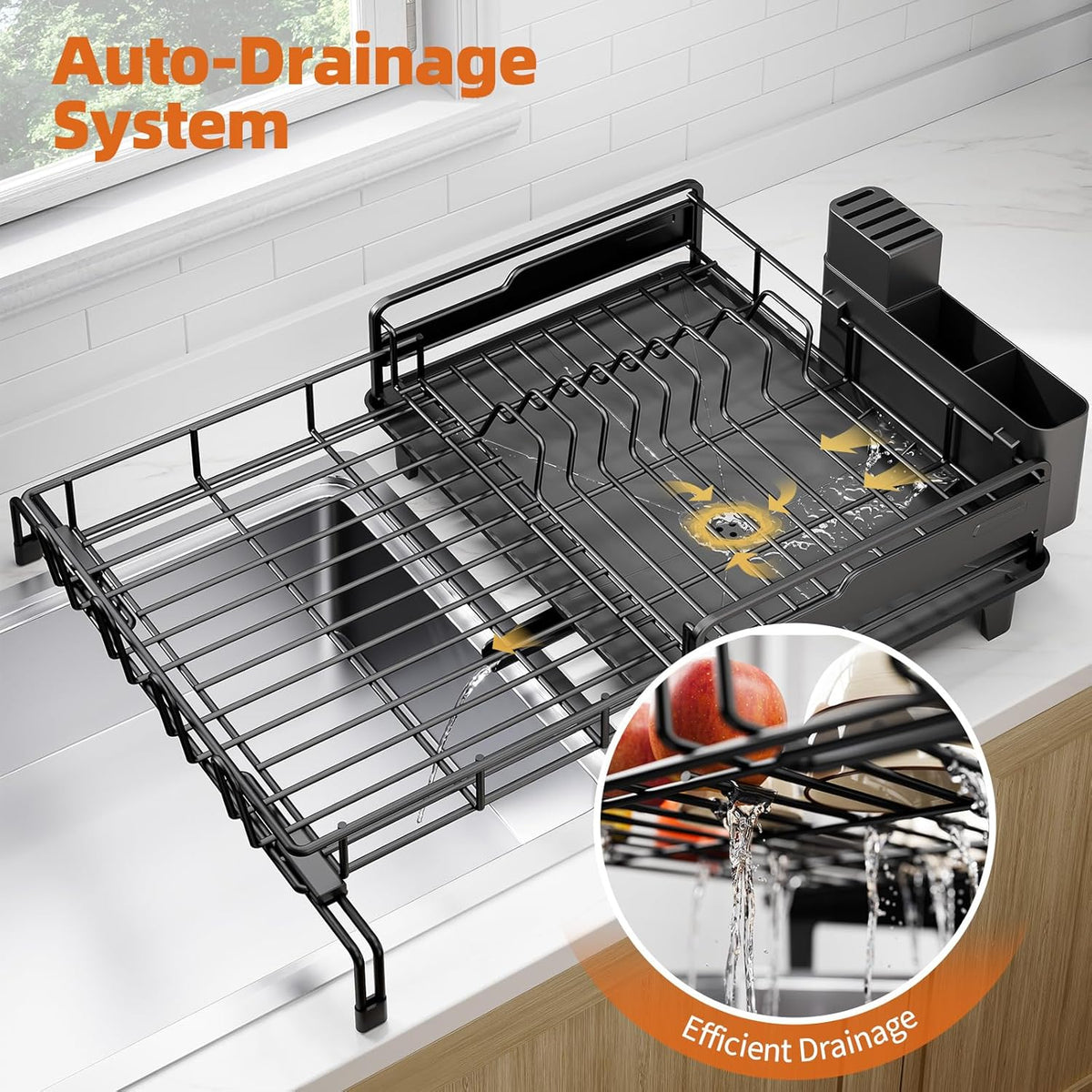 Extendable Dish Drying Rack, Multifunction Dish Rack for Kitchen Counter, Expandable Dish Drainer