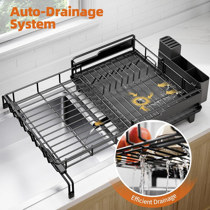 Extendable Dish Drying Rack, Multifunction Dish Rack for Kitchen Counter, Expandable Dish Drainer