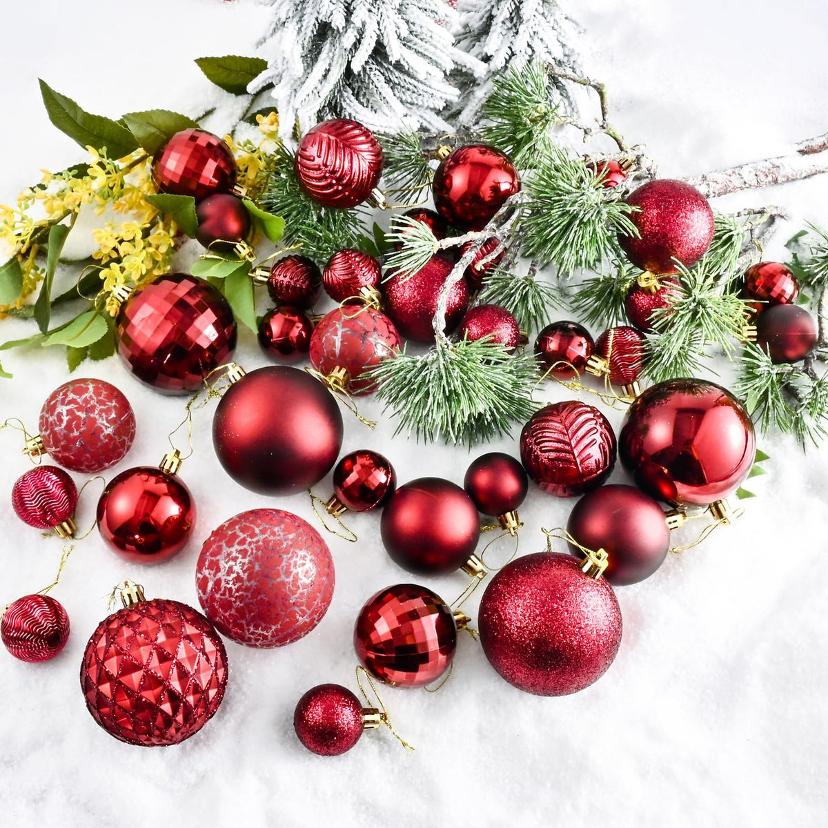 LANGXUN 36pcs Wine Red Christmas Tree Decorations Balls, Bolas De Navidad, 2025 Christmas Decor