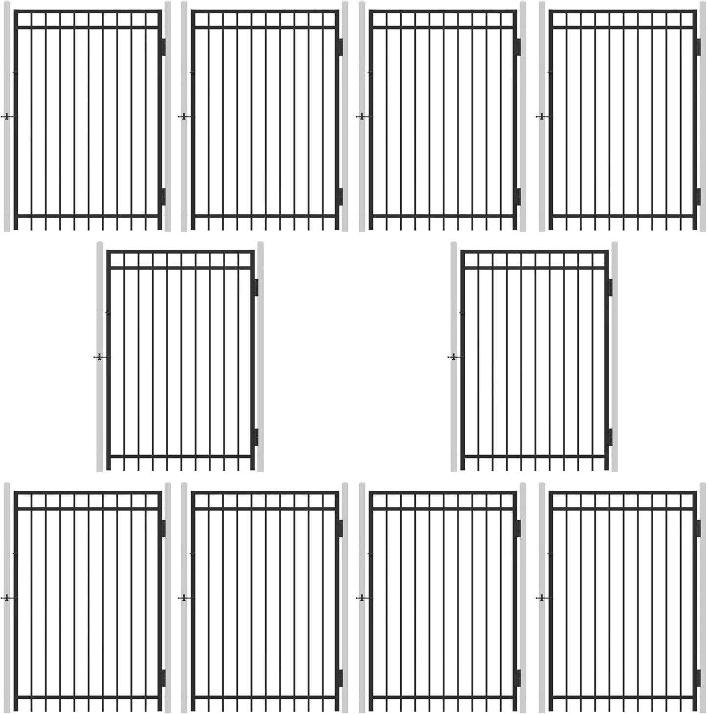Fencer Wire Pack of 10 Heavy Duty Flat Top Fence Gate, 6FT Height x 4FT Width Outdoor Fence Gate
