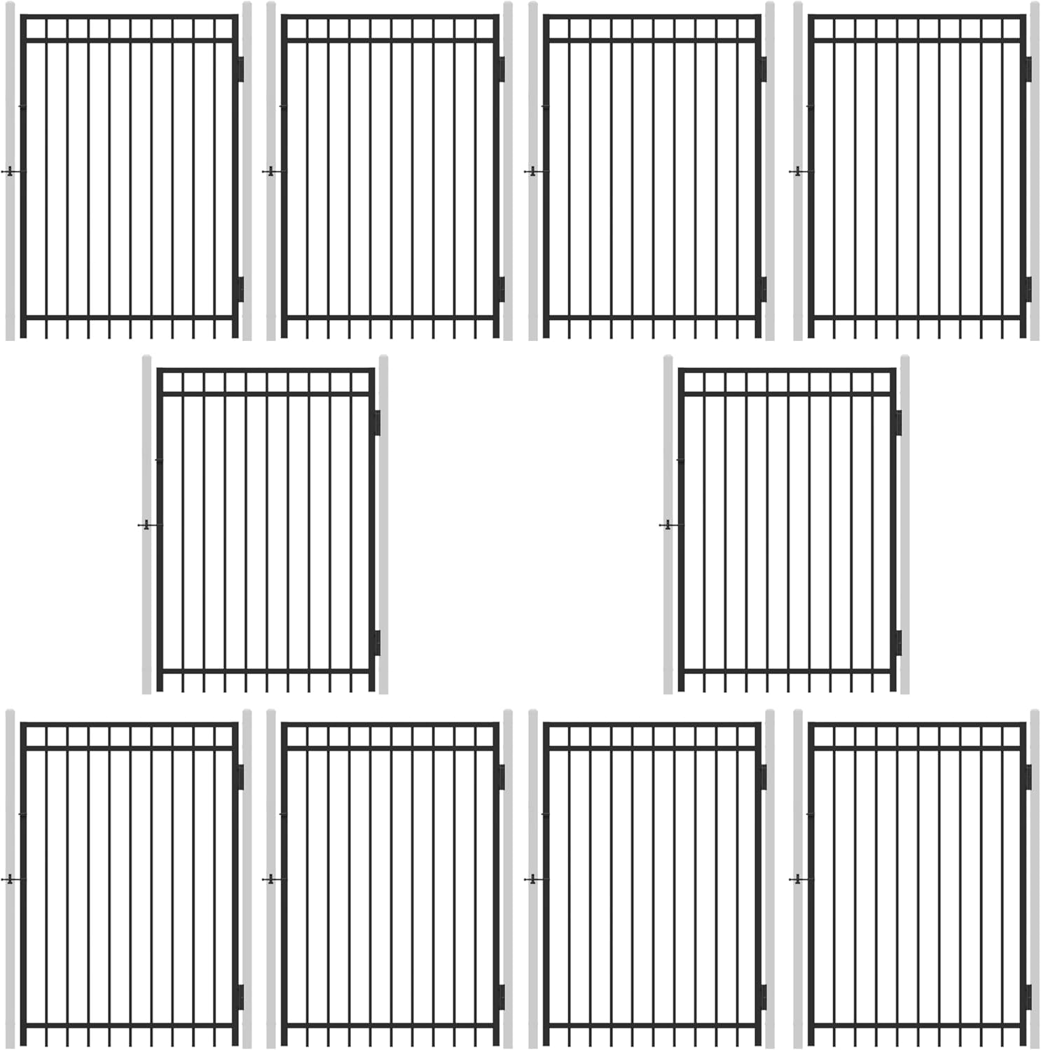 Fencer Wire Pack of 10 Heavy Duty Flat Top Fence Gate, 6FT Height x 4FT Width Outdoor Fence Gate