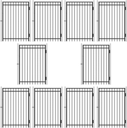Fencer Wire Pack of 10 Heavy Duty Flat Top Fence Gate, 6FT Height x 4FT Width Outdoor Fence Gate