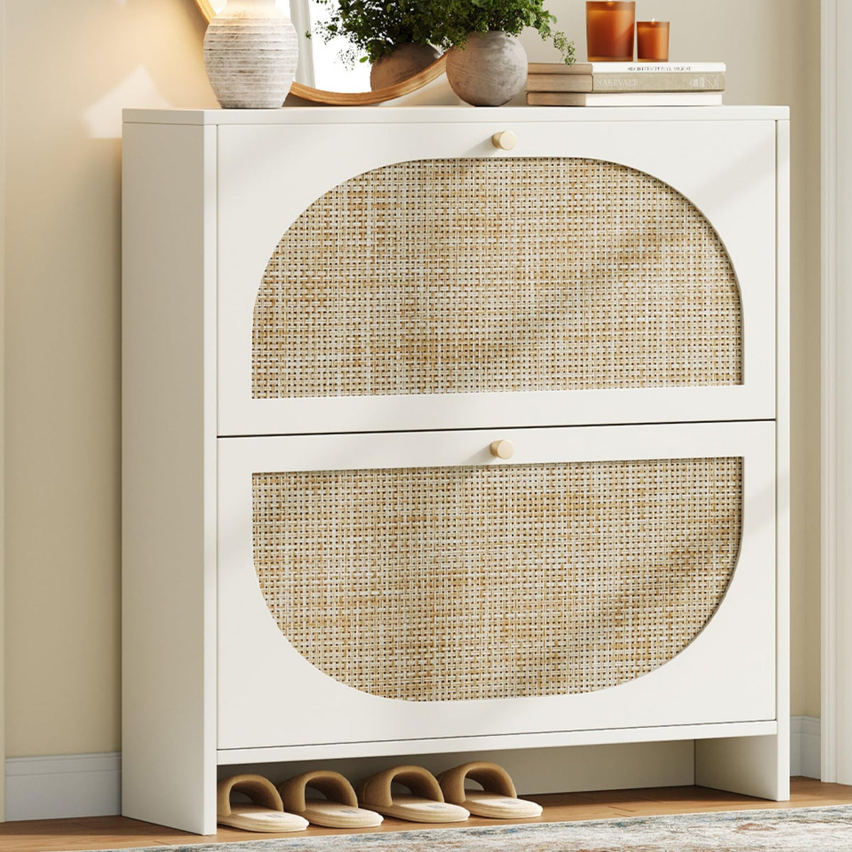 Nicetree Shoe Cabinet Storage for Entryway Slim 9.5" Freestanding Floor Base Shoe Storage Cabinet