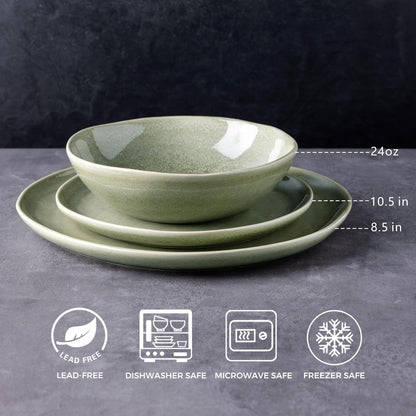 AmorArc Ceramic Dinnerware Sets,Handmade Reactive Glaze Stoneware Plates and Bowls Set,Highly