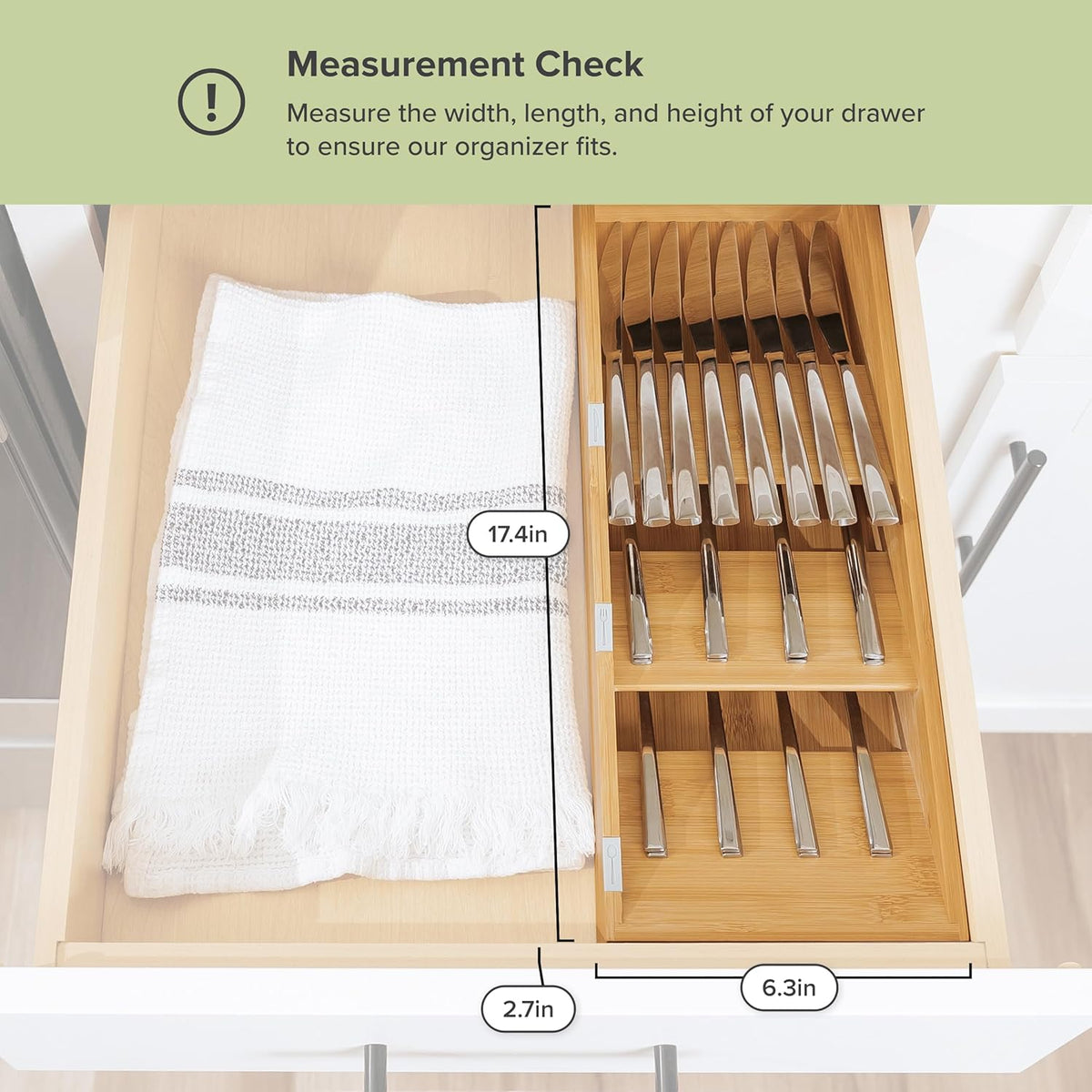 Premium Cutlery, Flatware, and Silverware Drawer Organizer – Slanted 3-Compartment Design with