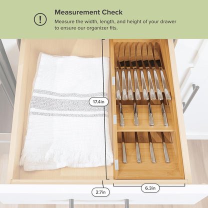 Premium Cutlery, Flatware, and Silverware Drawer Organizer – Slanted 3-Compartment Design with