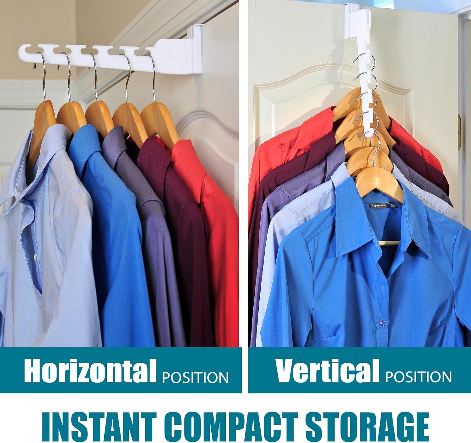 Wonder Hanger Over The Door 2-Pack Organizer for Clothes Hangers, Space-Saving Cascading Hanger