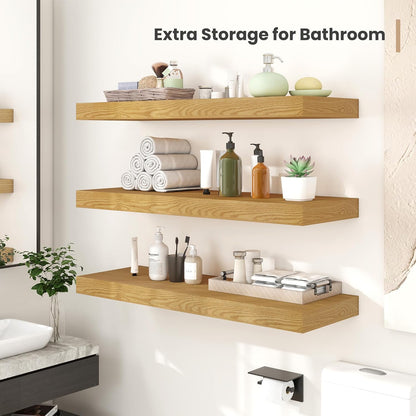 Heimlove 12" Deep Floating Shelves, 36 x 12 Inch Wall Mounted Long Floating Shelf with Invisible