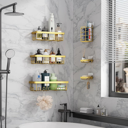 Veken Adhesive Shower Caddy 6-Pack,Gifts for Women Mom,Heavy Weight Bearing,Large Wall Mounted
