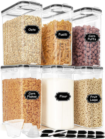 Cereal Containers Storage Set (4L / 135.2oz), 6PCS Airtight Food Storage Containers with Lids