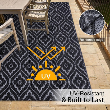 OLANLY Outdoor Rug 5x8 ft Waterproof, Outdoor Plastic Straw Rug with Geometric Pattern Clearance
