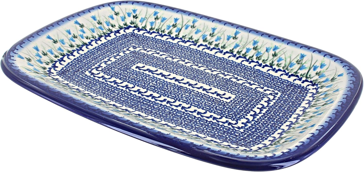 Blue Rose Polish Pottery Misty Large Rectangular Serving Platter