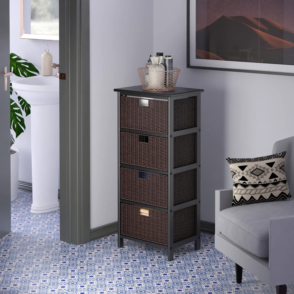 Winsome Omaha Home Storage Rack with 4 Baskets