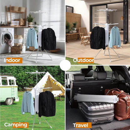 4-Legged Clothes Drying Rack Foldable,2 Tier Portable and Collapsible Space Saving Laundry Drying