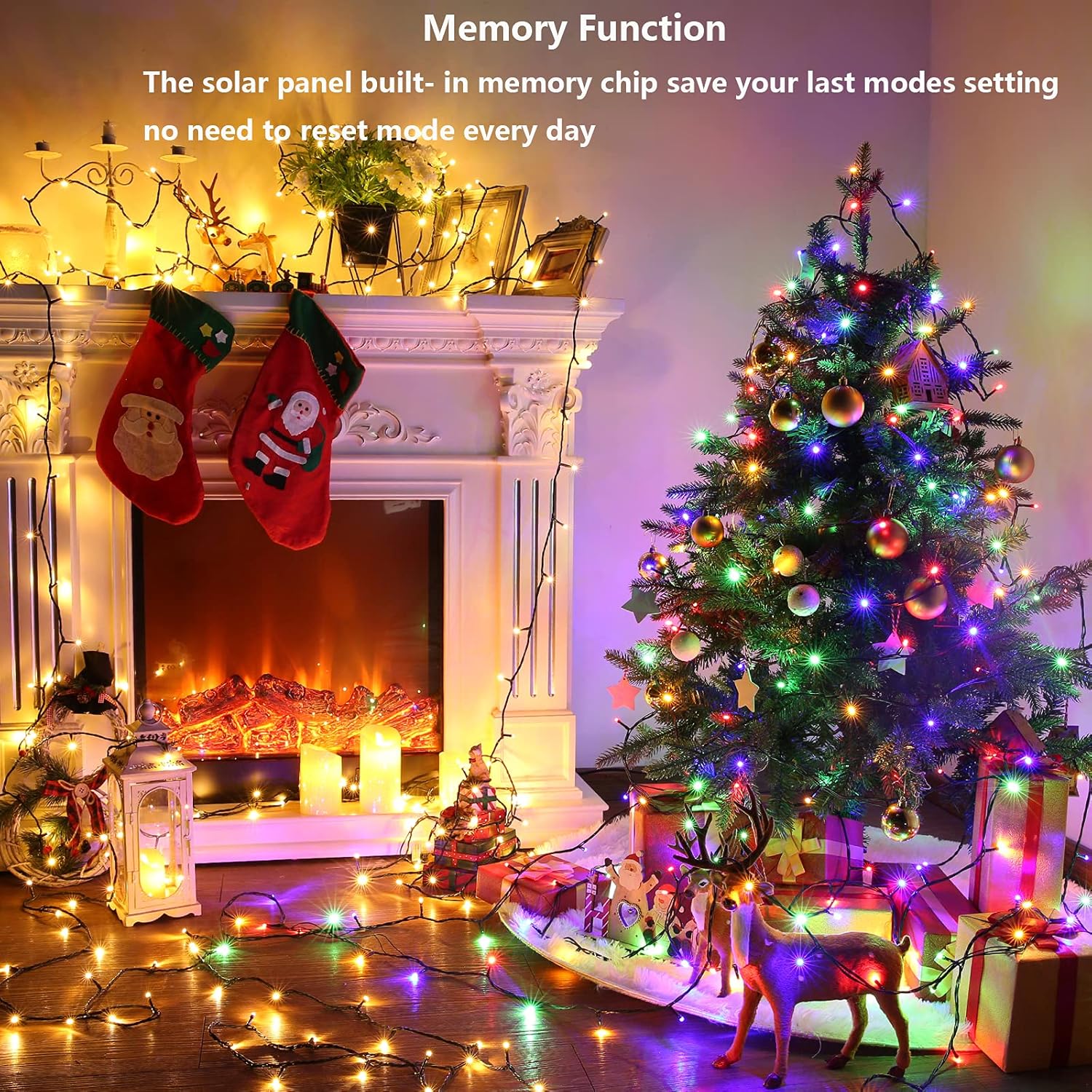 Joomer Color Changing Christmas Lights, 2 Pack Total 144FT 400 LED 12 Modes Solar String Lights