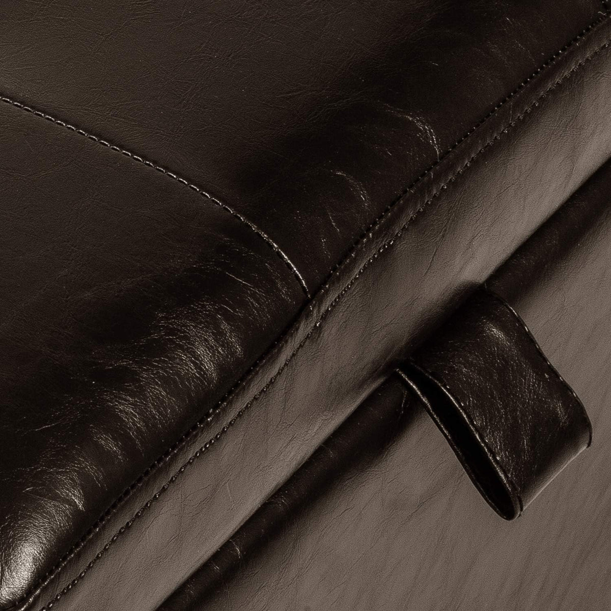 Adeco 15.2" Modern Brown Faux Leather Storage Ottoman with Tufted Flip Top for Living Room, Tufted