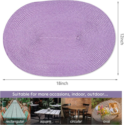 AHHFSMEI Placemats Set of 6 for Dining Table Washable Woven Vinyl Non-Slip 18x12 inches Placemat