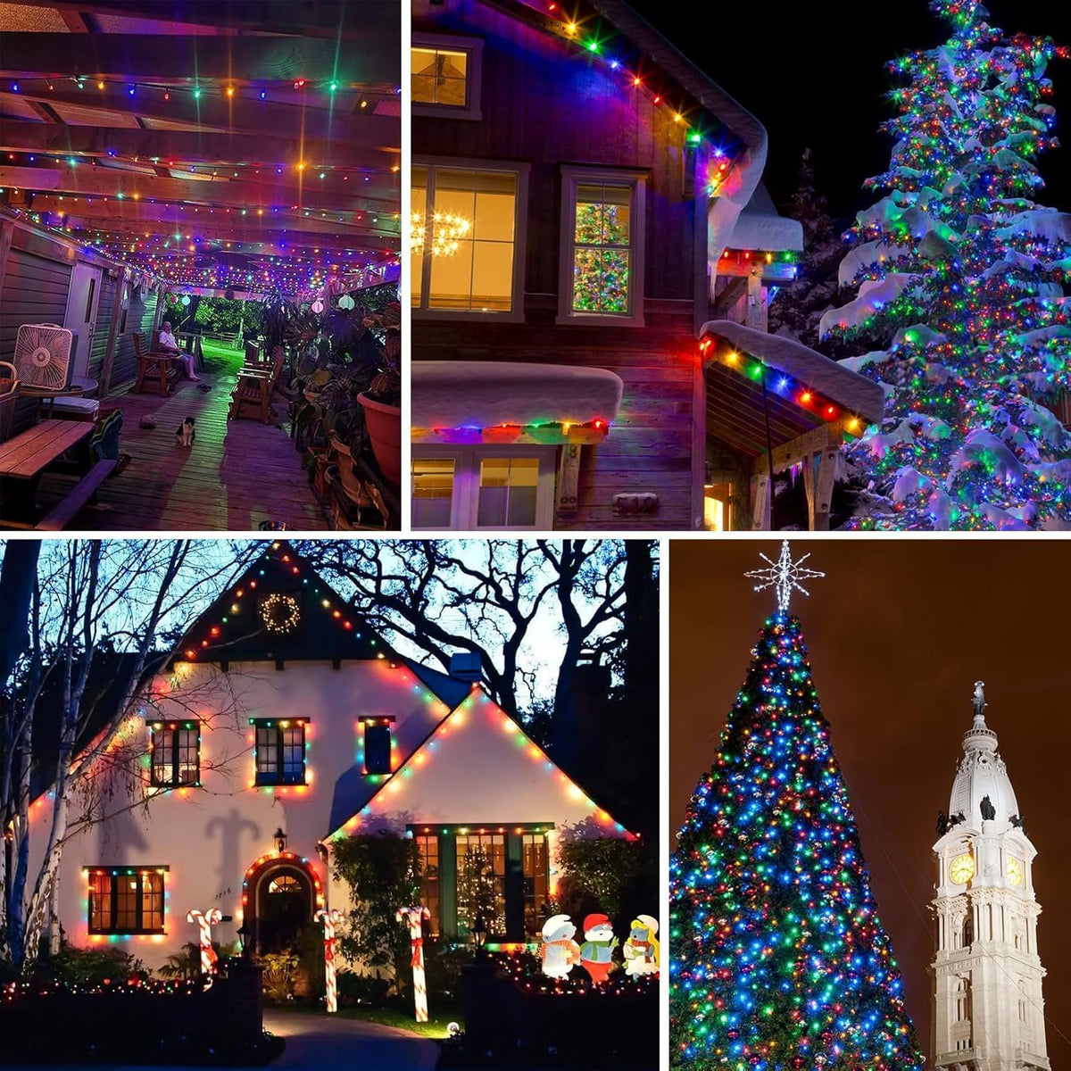 Upgrade Solar String Lights for Outside 4 Pack Total 132FT 400LED String Lights Outdoor with 8