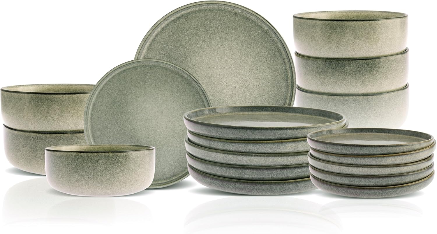 Karaca New Skal 18-Piece Dinnerware Sets for 6 People, Modern Design, Stoneware Dinner Set, Kitchen