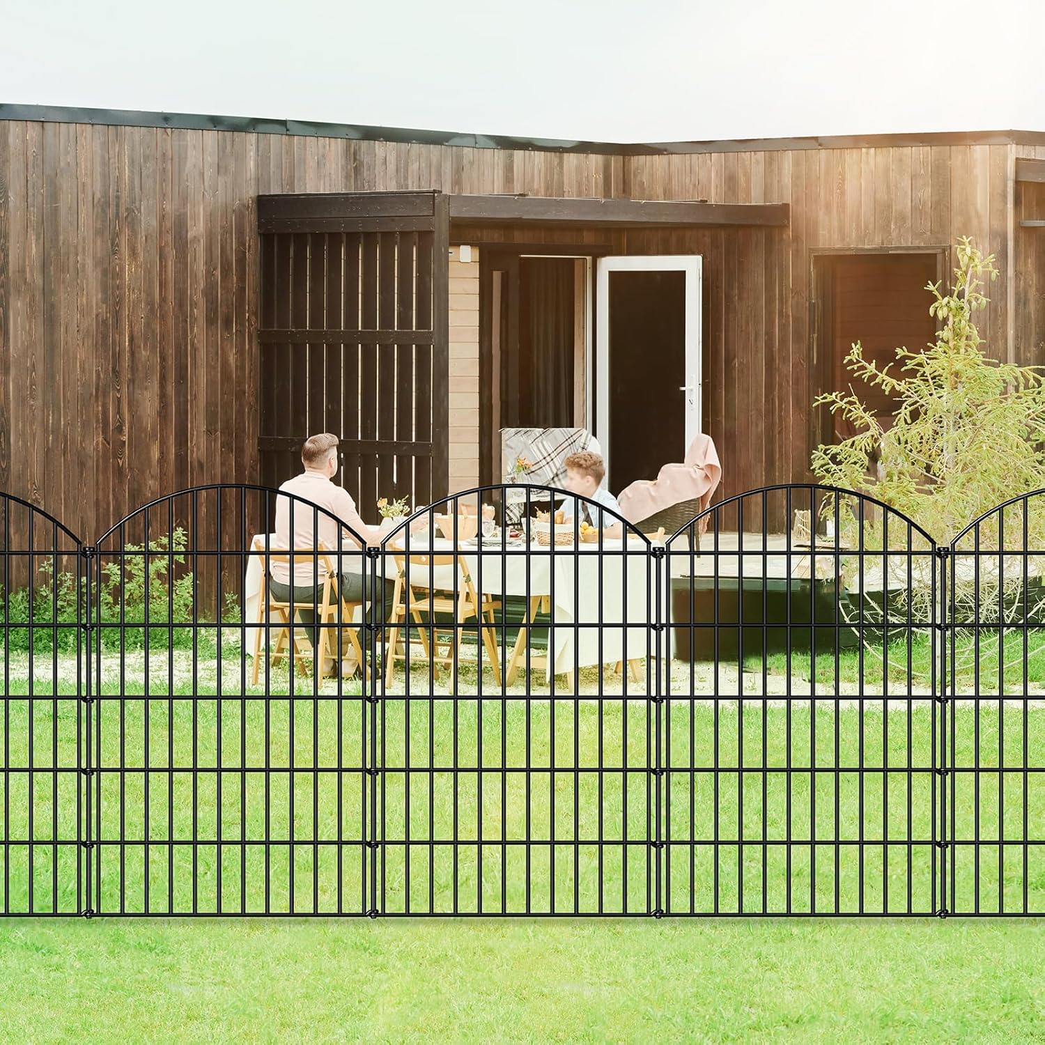 Metal Garden Fence 42in (H) x 23.3ft (L), 10 Panels + 11 Stakes Dog Fence Border Fence Animal