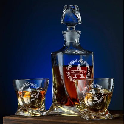 Personalized Whiskey Decanter and Stones Set - Customized Gift for Him - Men, Dad, Father
