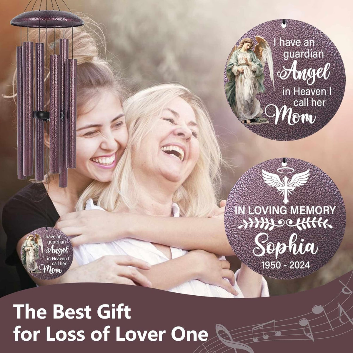 ASTARIN 36" Large Deep Tone Personalized Sympathy Wind Chimes, Memorial Wind Chime for Loss of