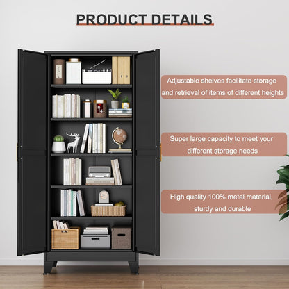 Kitchen Pantry Storage Cabinet with Doors and Adjustable Shelves, Metal ClosetMaid Food Pantry