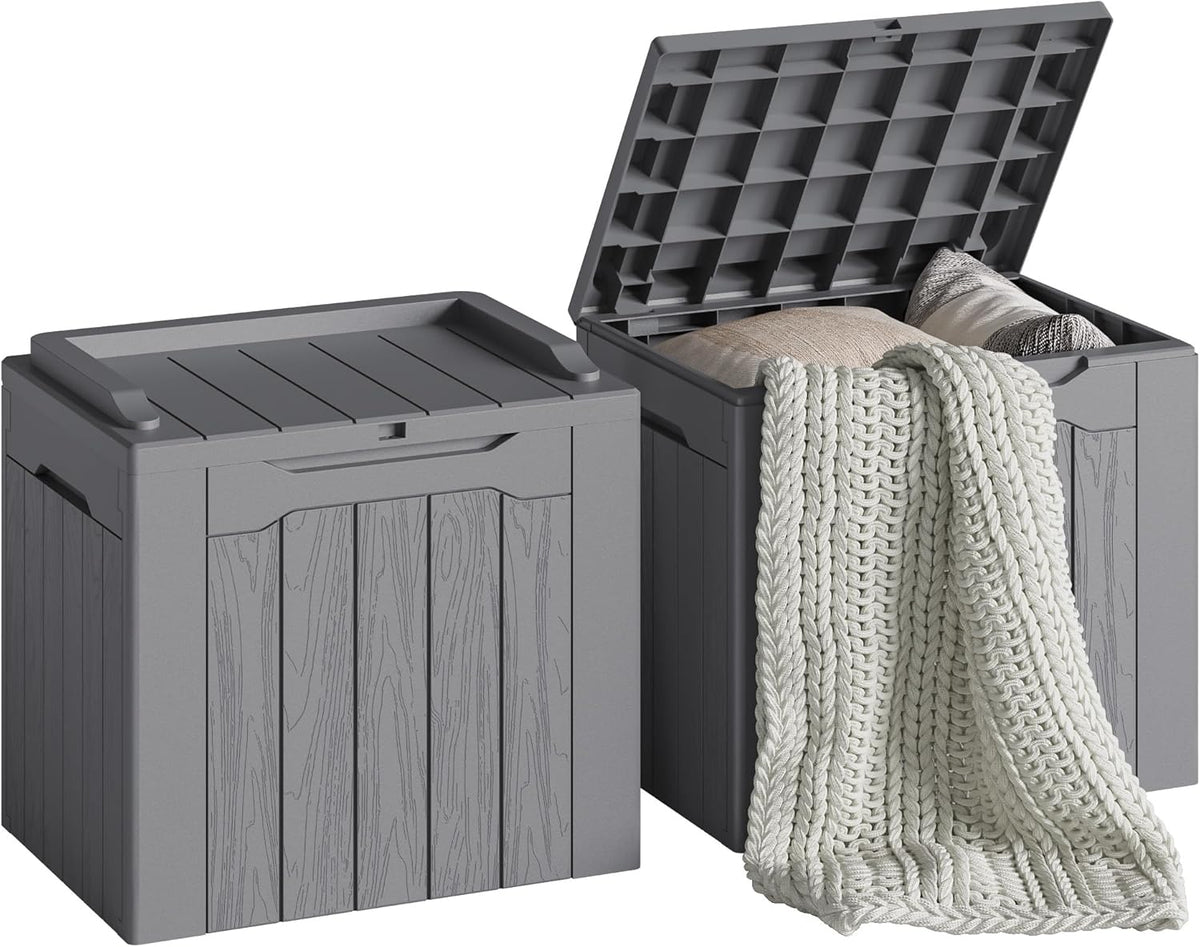 Devoko 30 Gallon Resin Deck Box 2 Pack Outdoor Indoor Waterproof Storage Box for Patio Furniture