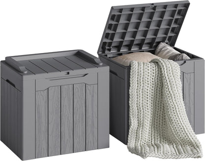 Devoko 30 Gallon Resin Deck Box 2 Pack Outdoor Indoor Waterproof Storage Box for Patio Furniture