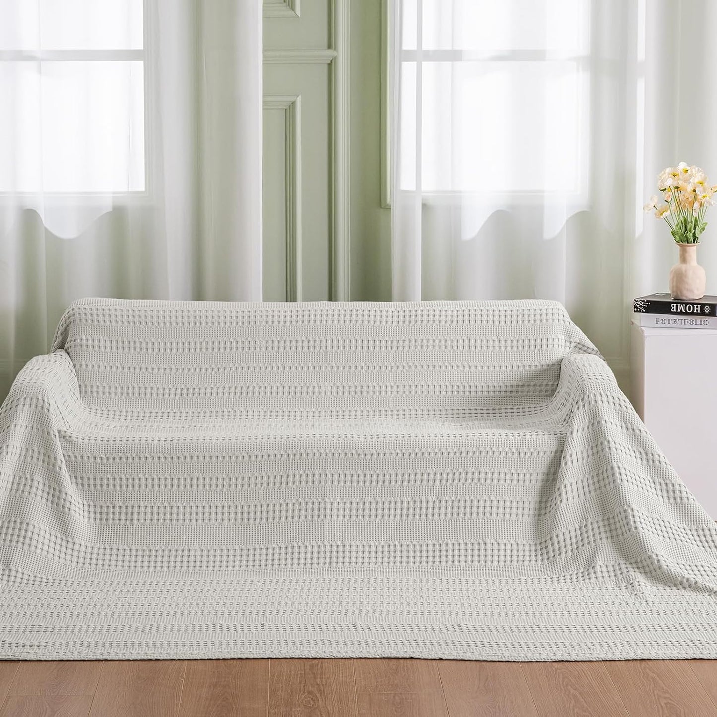 PHF Cooling Waffle Blanket California King Size, Lightweight 60% Rayon Derived from Bamboo & 40%