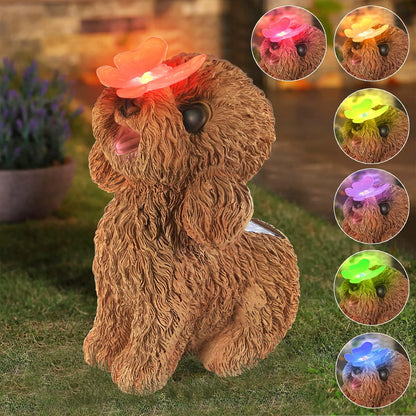 Dog Statues Outdoor Decor, Solar Lights Outdoor Statue Garden Decorations Solar Dog Ornaments for