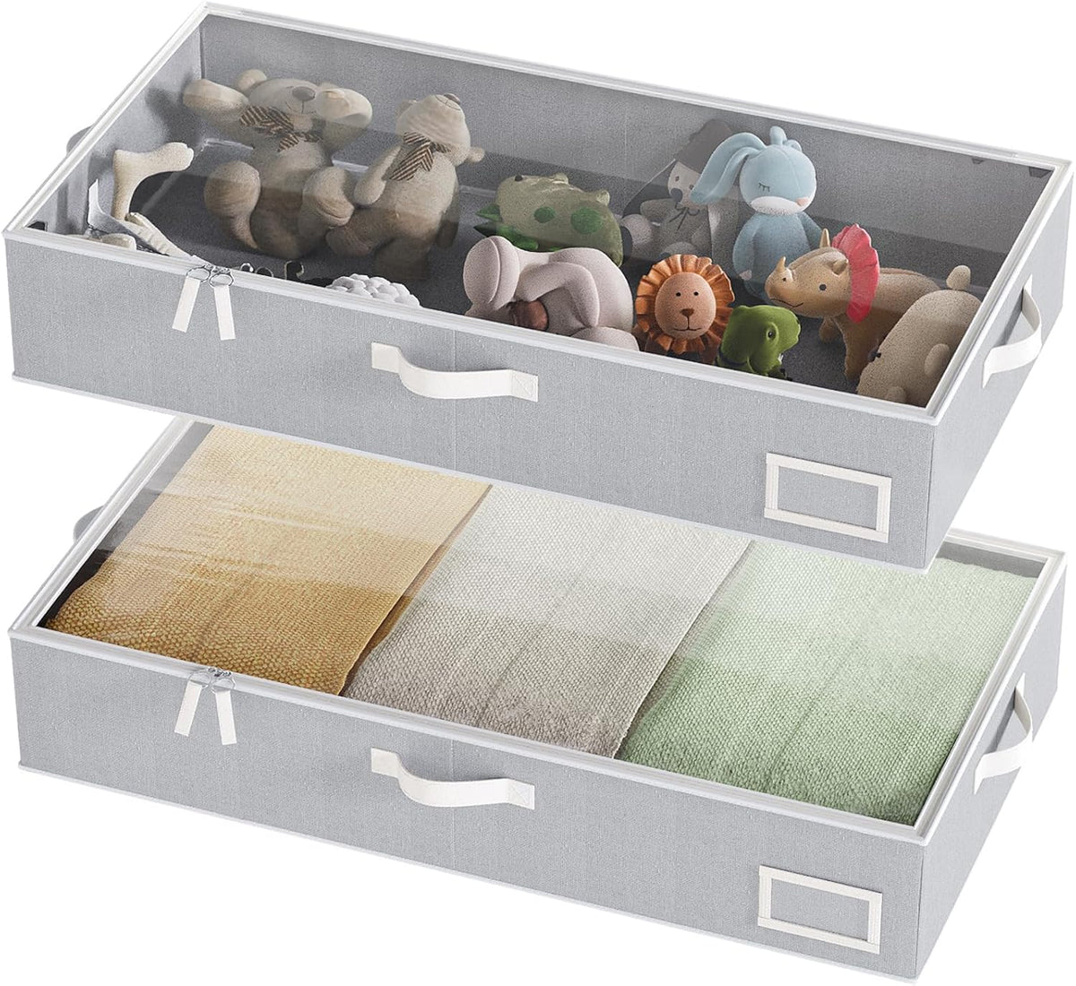 Under Bed Storage Containers, 2-Pack Underbed Storage Box, Collapsible Clothes Storage Bins with