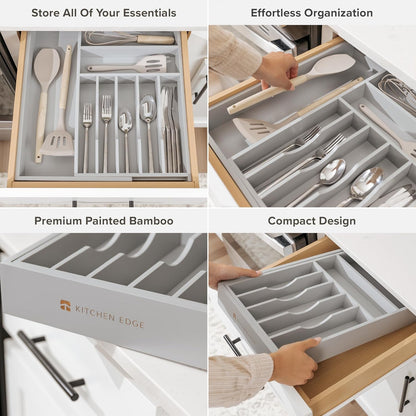 Premium Silverware, Flatware and Utensil Organizer for Kitchen Drawers, Food-Safe Contract Grade
