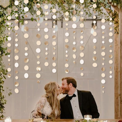 Champagne Gold Party Decorations Circle Dots Garland Gold Neutral Nude Neutral Cream Beige Boho