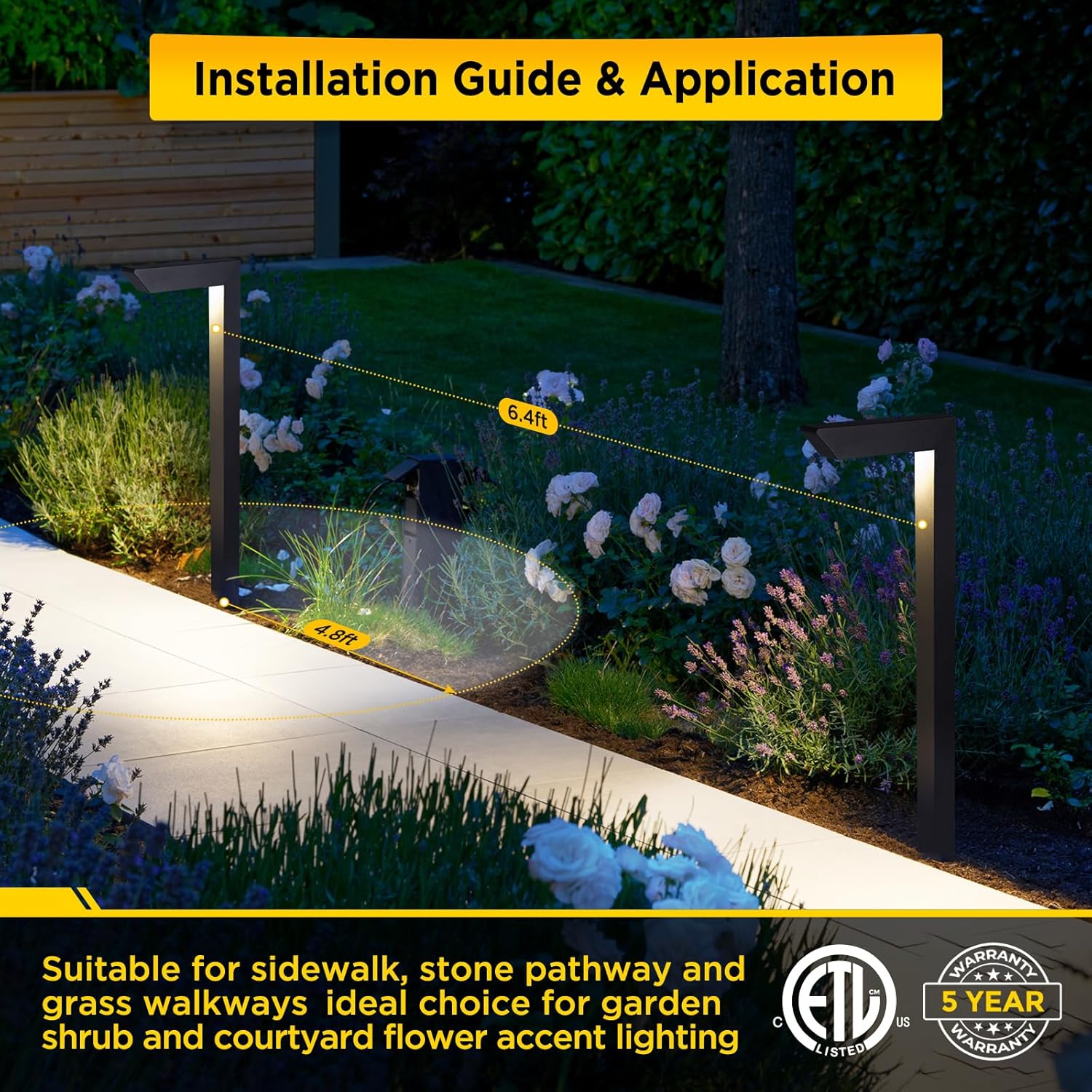 Gardencoin 3CCT LED Low Voltage Landscape Pathway Light, 12V Premium 3000K/4000K/5000K Selectable