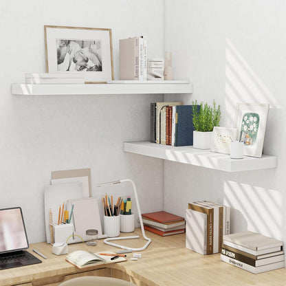 Floating Shelves Set of 2, 36 Inch Long Wooden Wall Shelves, 10 Inch Deep Wall Mounted Storage