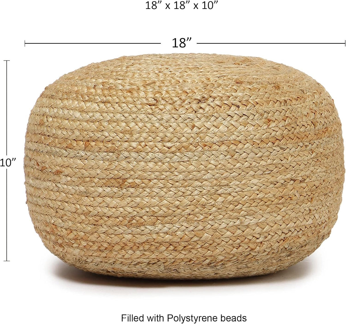 REDEARTH · Jute Circular Low Pouf Ottoman - Braided Pouffe Accent Sitting Round Footrest for Living