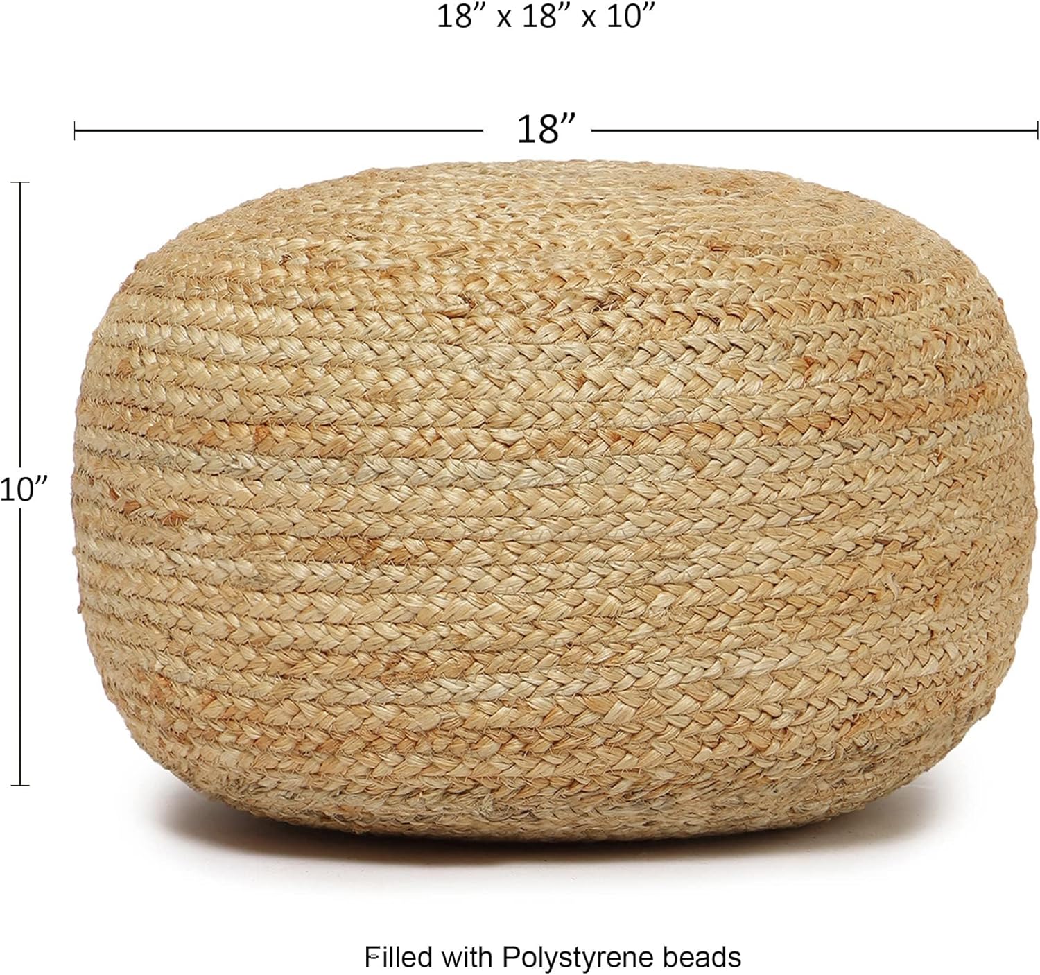 REDEARTH · Jute Circular Low Pouf Ottoman - Braided Pouffe Accent Sitting Round Footrest for Living