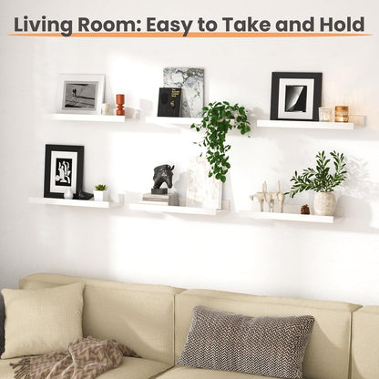 upsimples Floating Shelves for Wall, Wall Shelves for Decor Storage Set of 6, Wall Mounted Wood