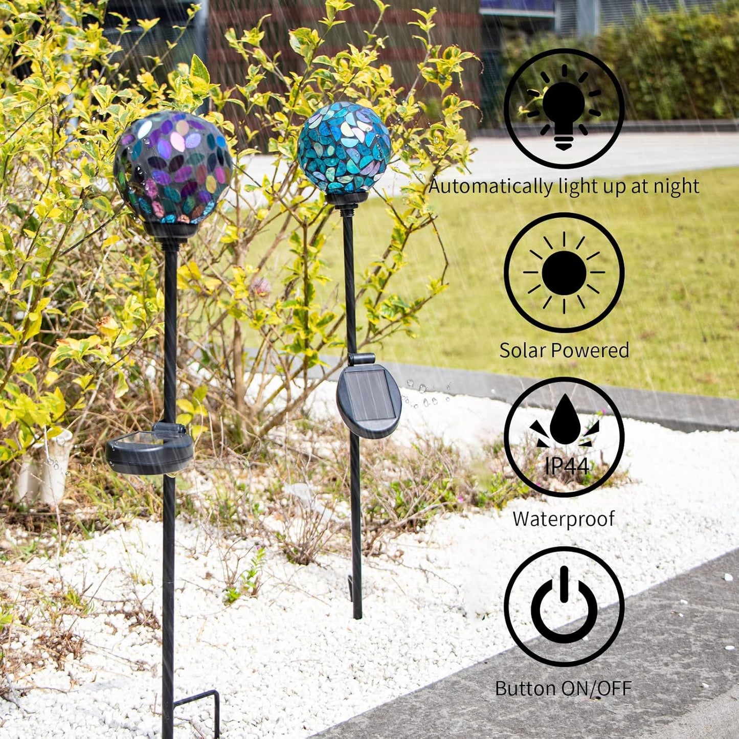 VCUTEKA Solar Garden Decorative Lights Outdoor, Mosaic Solar Light Waterproof LED Pathway Stake