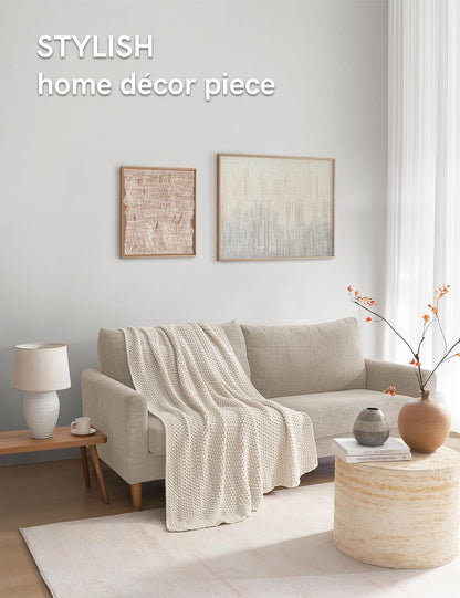 YnM Chunky Cotton Knit Throw Blanket, Cable Knit Throws for Bed Couch Sofa, Comfy & Relaxing