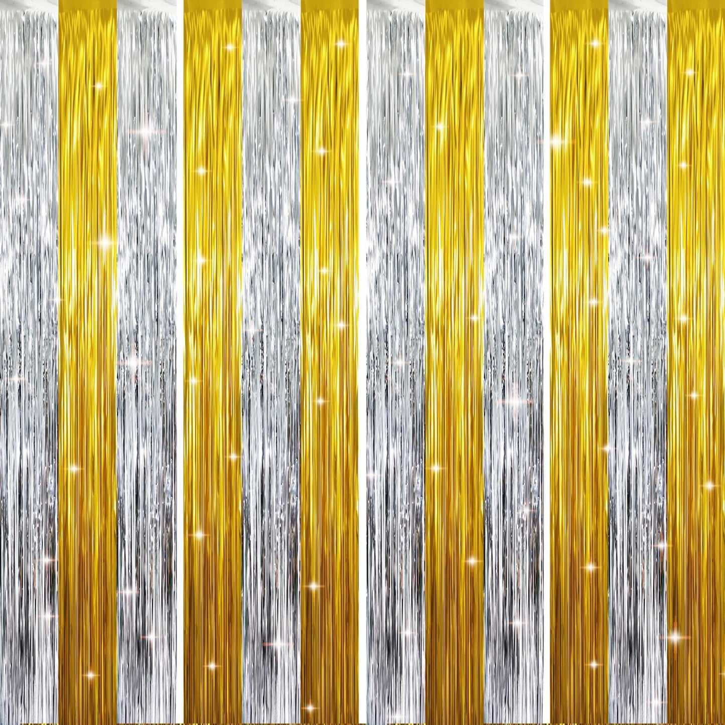 GOER 3.2 ft x 8.2 ft Metallic Tinsel Foil Fringe Curtains Party Backdrop Party Streamers for