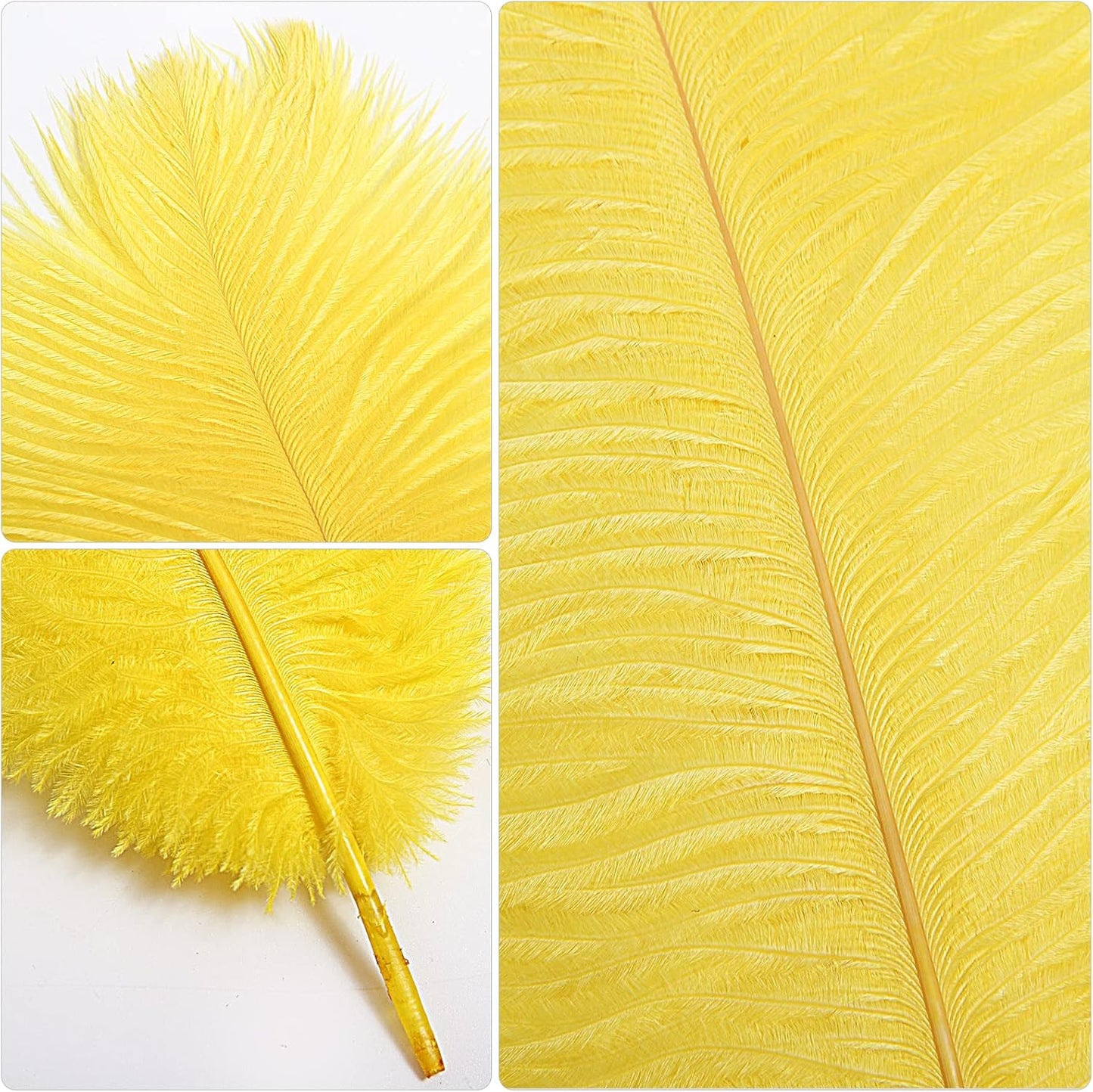 THARAHT Yellow Ostrich Feathers 24pcs Natural Bulk 10-12Inch 25cm-30cm for Crafts Wedding Party