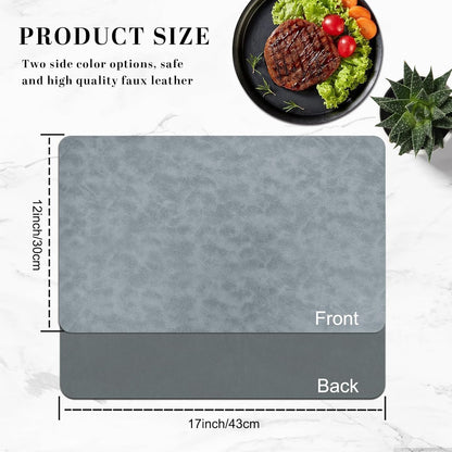 BLESWIN Faux Leather Placemats, PU Dining Table, Waterproof and Oil Resistant Easy to Clean, Heat