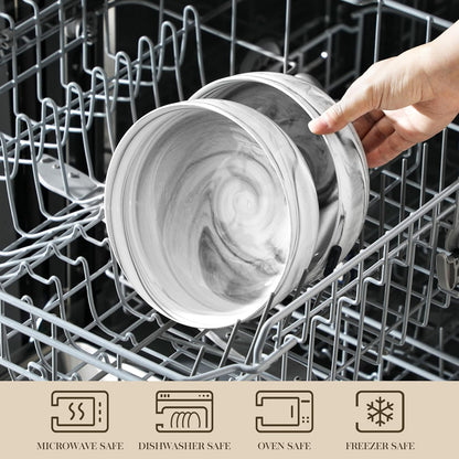 MALACASA Large Soup Bowls Set, 44 OZ (7") Salad Bowls Cereal Bowls Set of 2,Marble Grey Ceramic