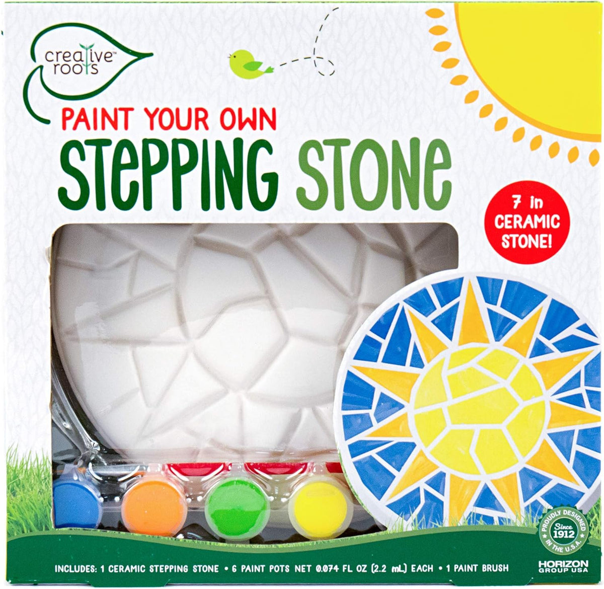 Creative Roots Mosaic Sun Stepping Stone Kit, Includes 7-Inch Ceramic Stepping Stone & 6 Vibrant