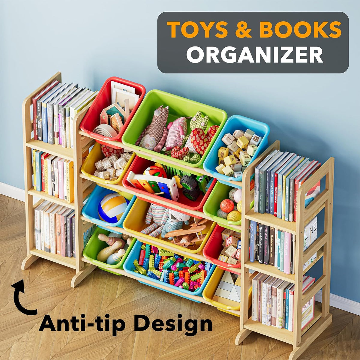 SpaceAid Toy Storage Organizer with 6 Shelves and 12 Bins, Toy Organizers Storage Bookshelf, Kids