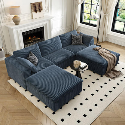 118" Cloud Couch Modular Sectional Sofa for Living Room,Modern Sofa with Deep Seat，U-Shape Boneless