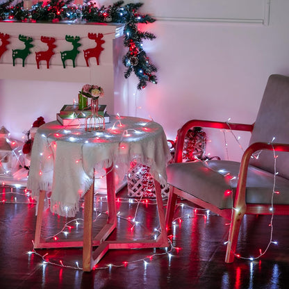 JMEXSUSS Connectable Red and White Christmas Lights, 8 Modes 100 LED Twinkle String Lights Indoor