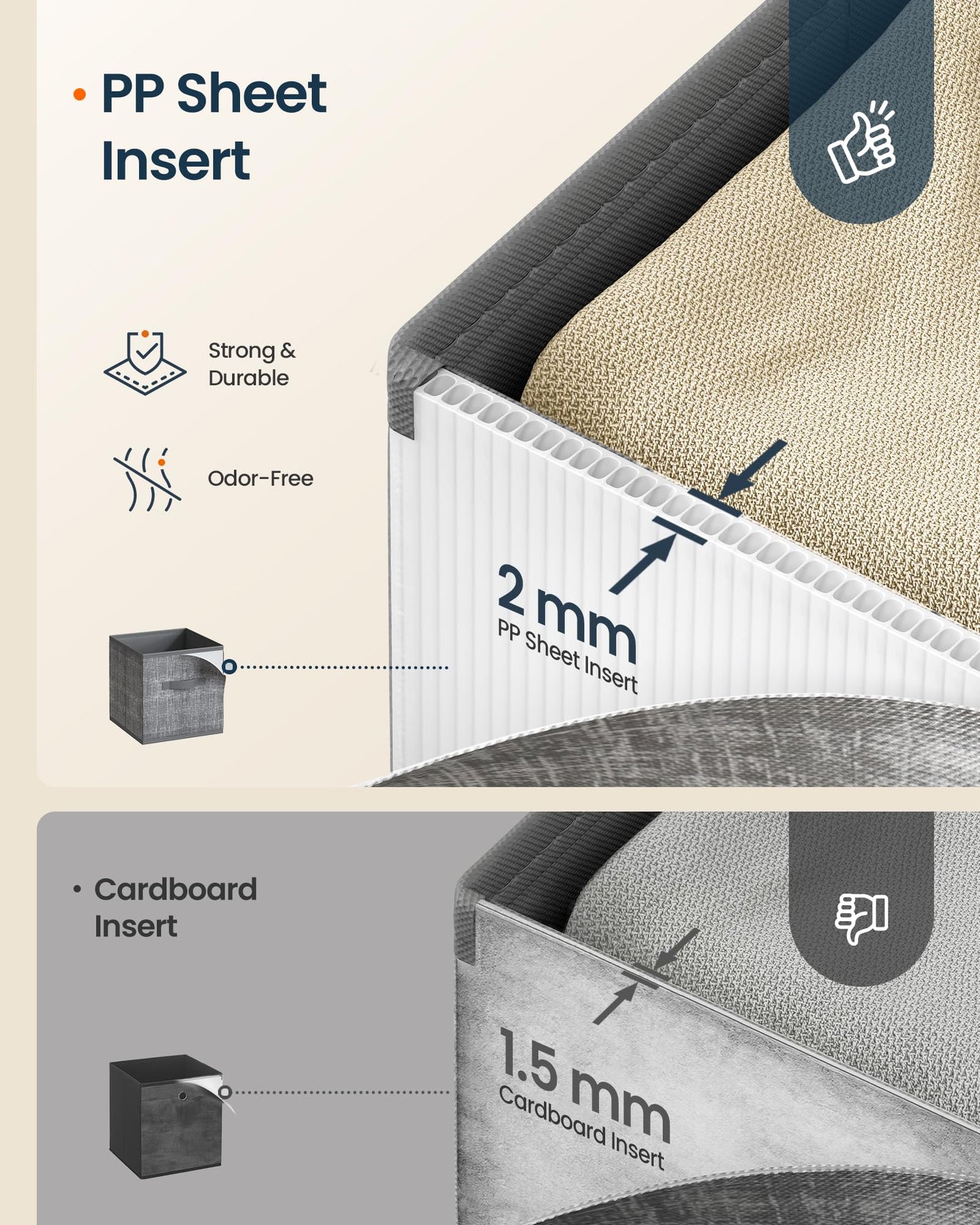 SONGMICS HOME Foldable Storage Cubes Set of 8, Fabric Shelf Organizer Bins with Handles, Closet